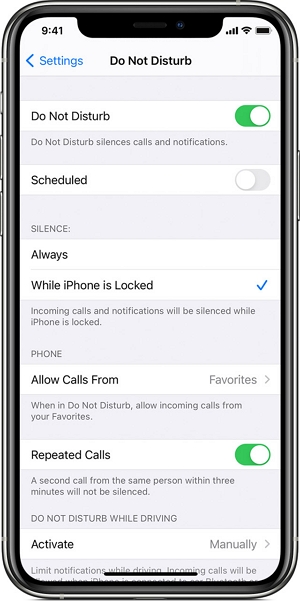 iPhone El modo Silent Sigue encendido y apagado Uso No molestar la función