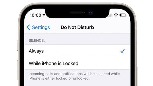 iPhone no molestar la configuración