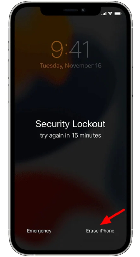 Desbloquee el iPhone deshabilitado a través de la opción ERASE