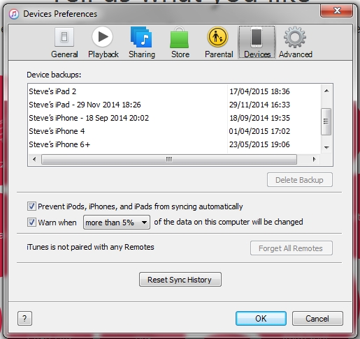   preferencias de iTunes
