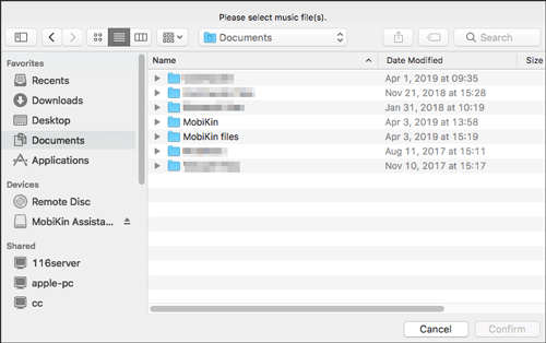 Abra la carpeta local de Mac para transmitir música de Mac a Android