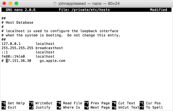 Modificar el archivo de host en Mac