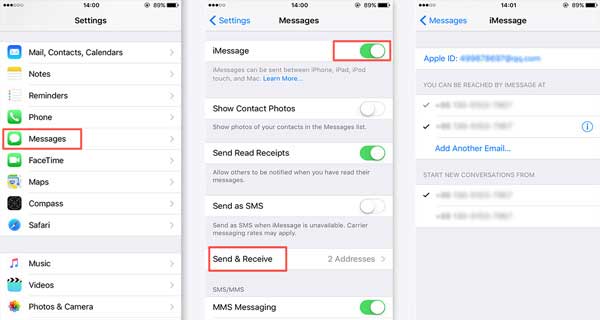 Habilite iMessage para arreglar iMessage no funciona en iOS 16