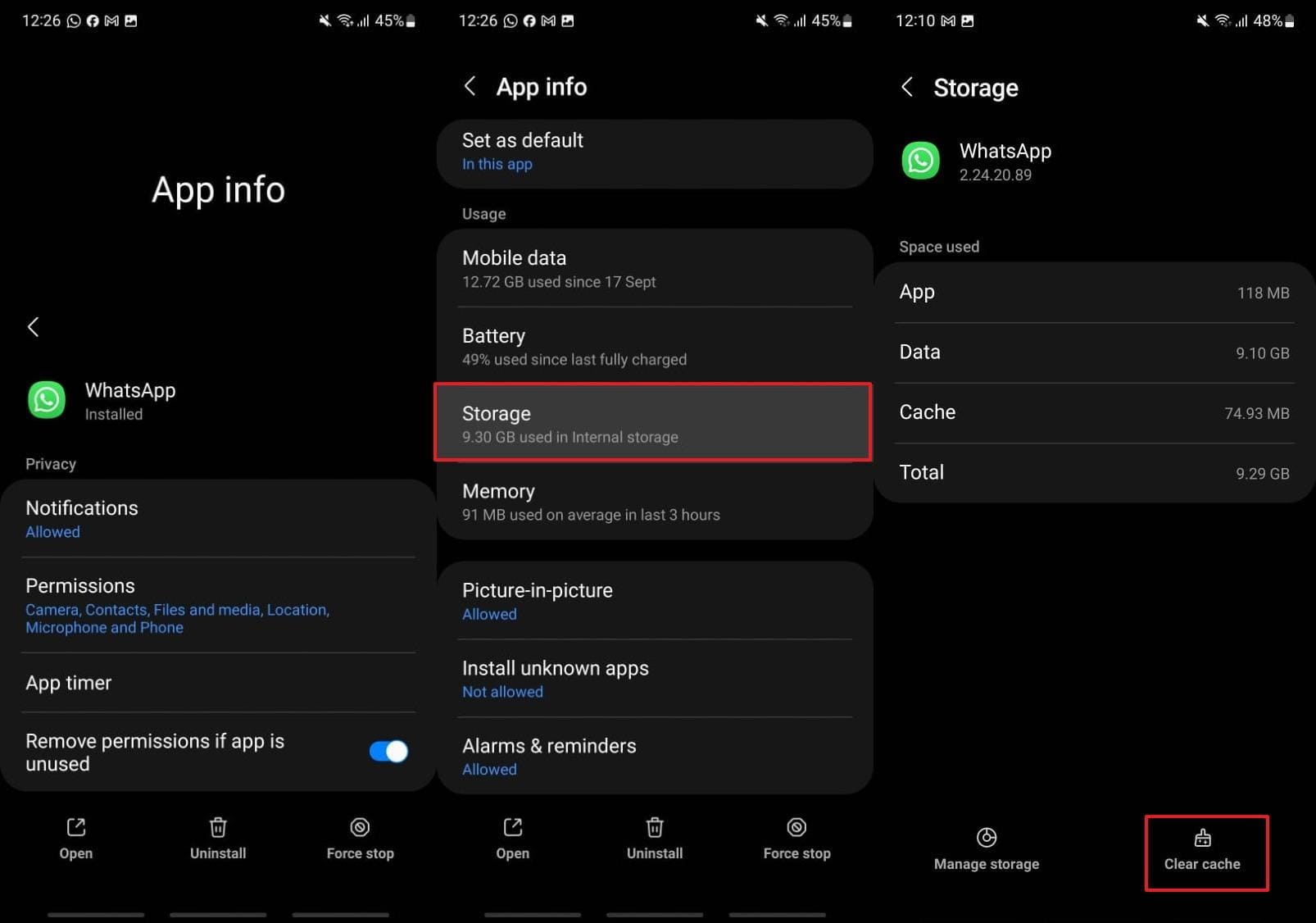 Borrar caché del almacenamiento de Android