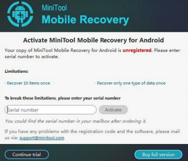 Recuperación móvil de Minitool para Android