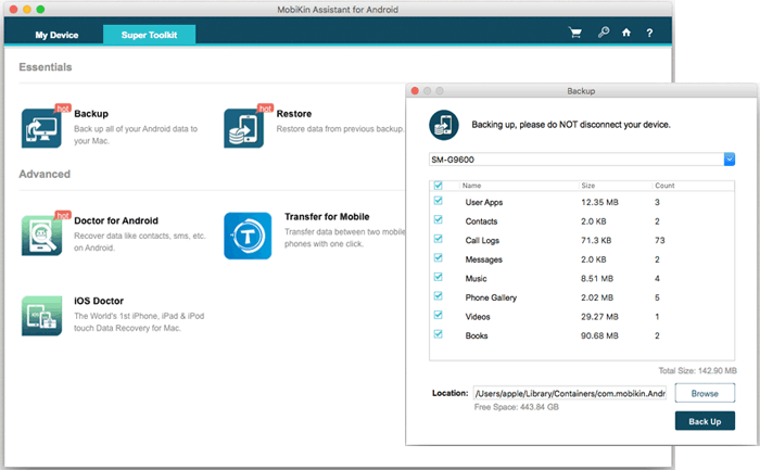 Copia de seguridad de Phone Android a Mac OS X