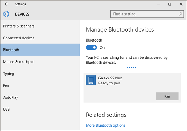 Transfiera archivos de Android a PC a través de Bluetooth
