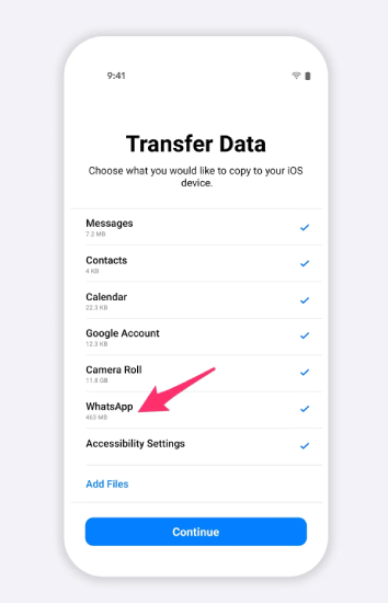 Transfiera WhatsApp de Android a iPhone usando Mover a iOS