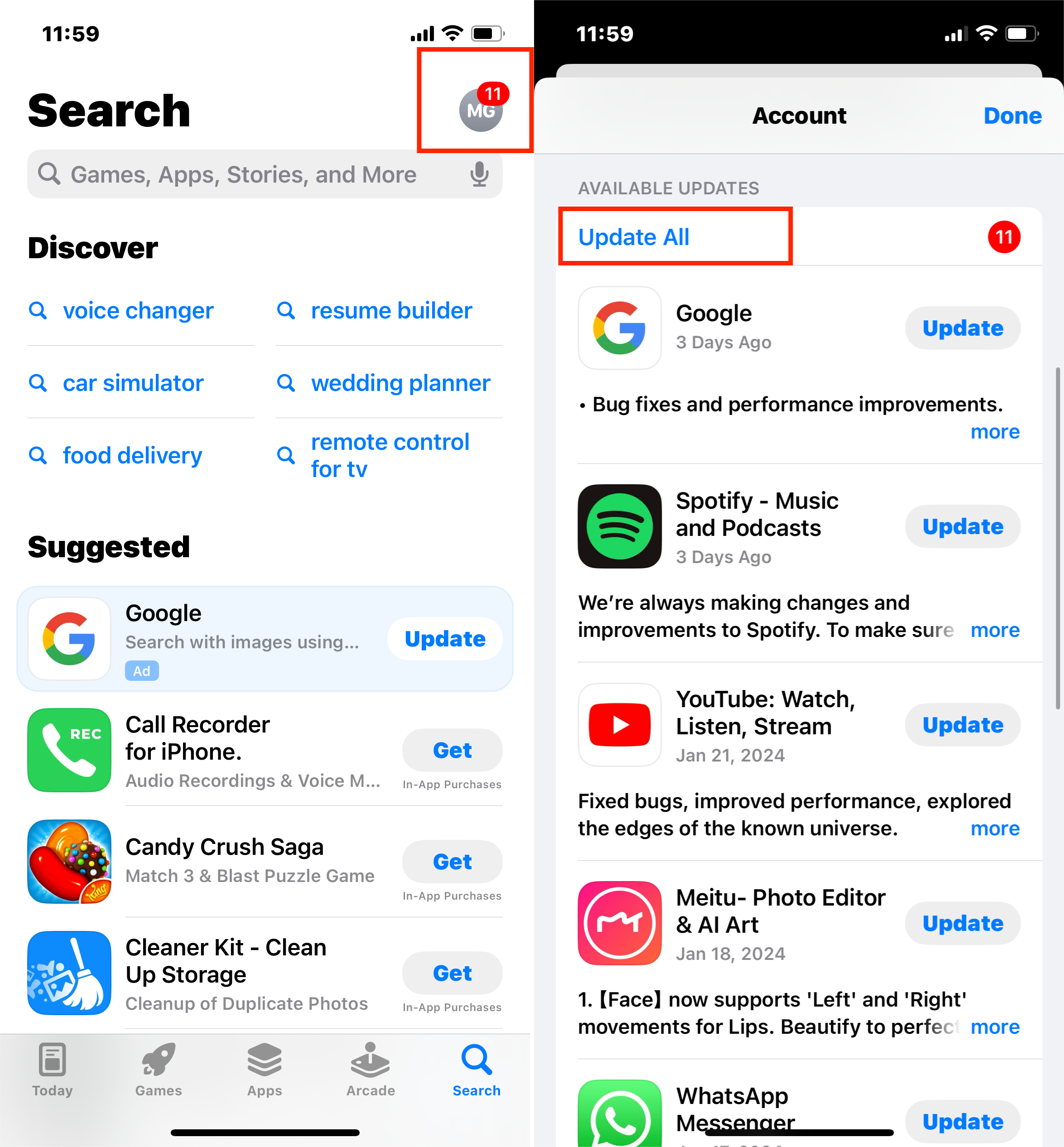 Actualizar aplicaciones en iPhone