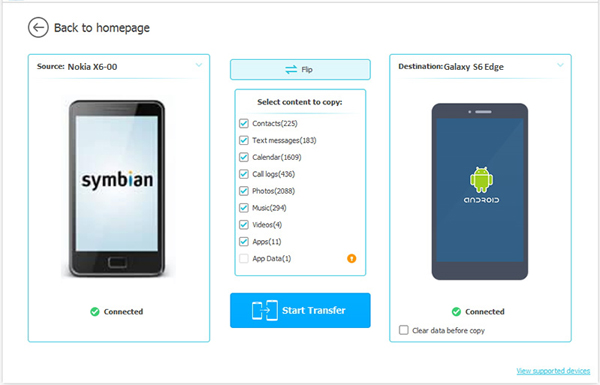 Seleccione la carpeta de música para transferir de Nokia a Samsung