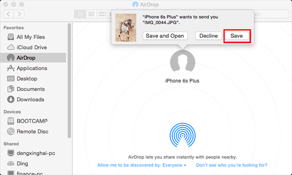 Establecer Airdrop a todos en Mac
