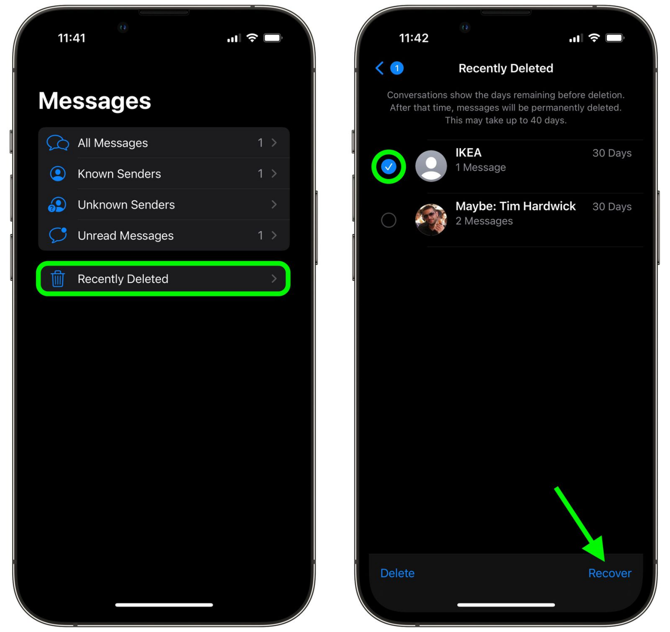 Eliminar elementos eliminados recientemente en iPhone iPad