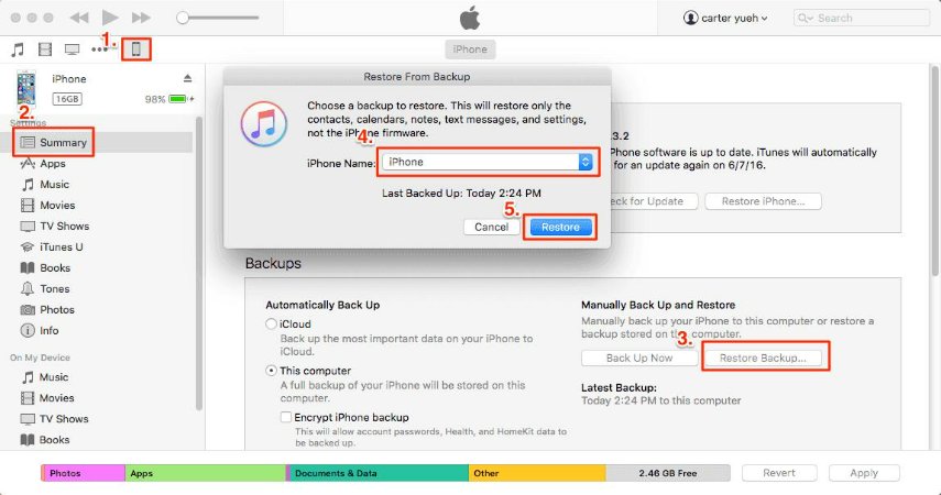 Recuperar mensajes KIK de iTunes