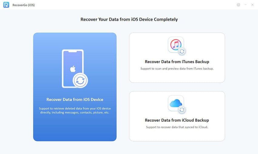 Interfaz principal de Recovergo iOS