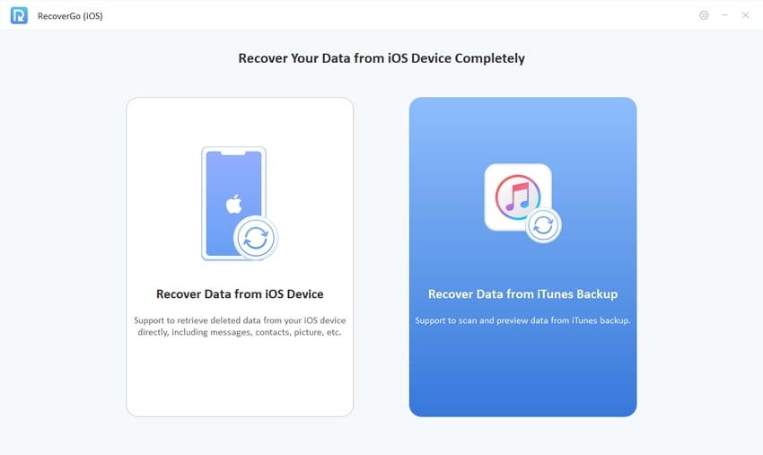 Recovergo iOS Select Recuperar de la copia de seguridad de iTunes