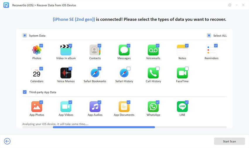 Recovergo iOS seleccione archivos