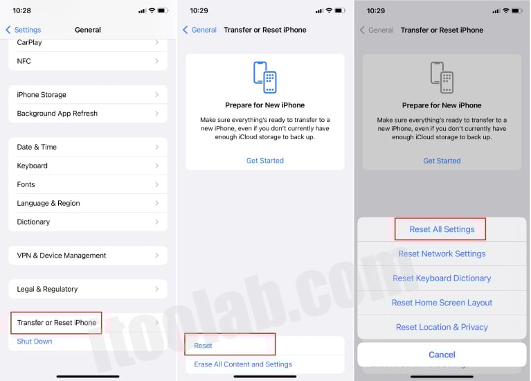 Restablecer la configuración de la red para arreglar el iPhone no se puede conectar a la tienda de aplicaciones