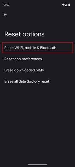 Restablecer la configuración de la red en Android