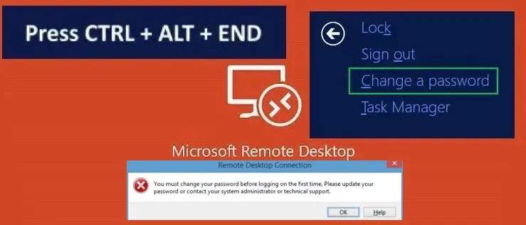 restablecer la contraseña de Windows Server 2016 RDP