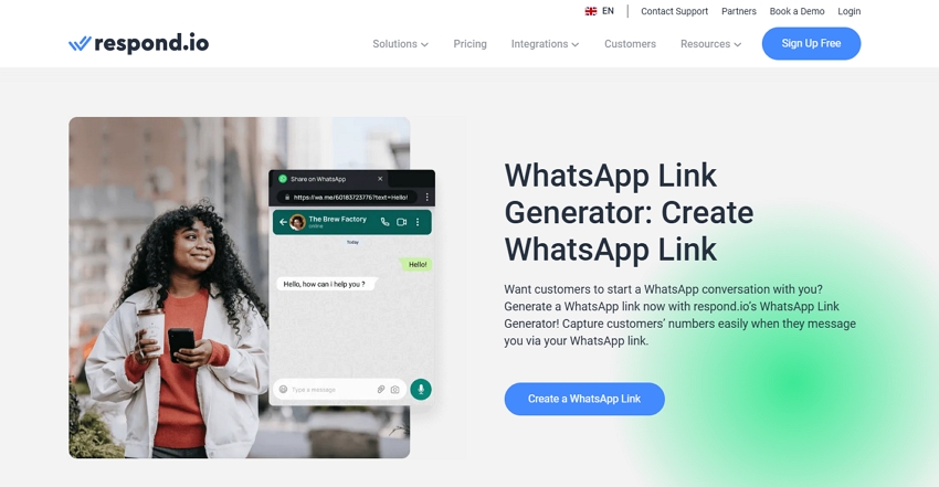 Crea WhatsApp Link Generator Responder io