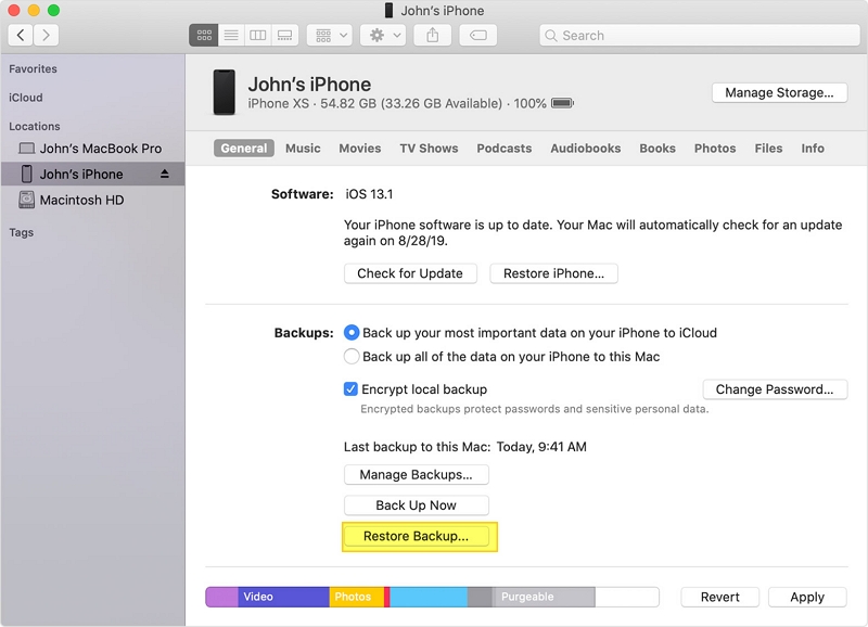 Restaurar a través de iTunes