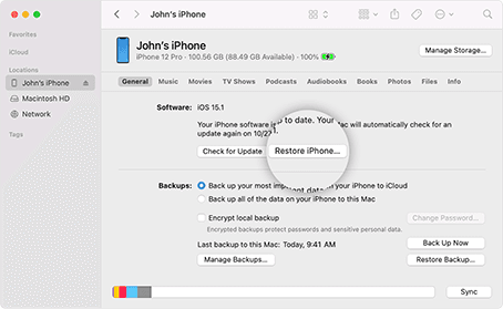 Restaurar iPhone con iTunes