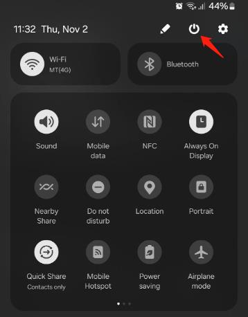 Apague el teléfono Samsung a través del panel de configuración rápida