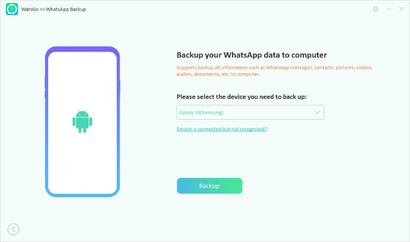 Seleccione el dispositivo para hacer una copia de seguridad