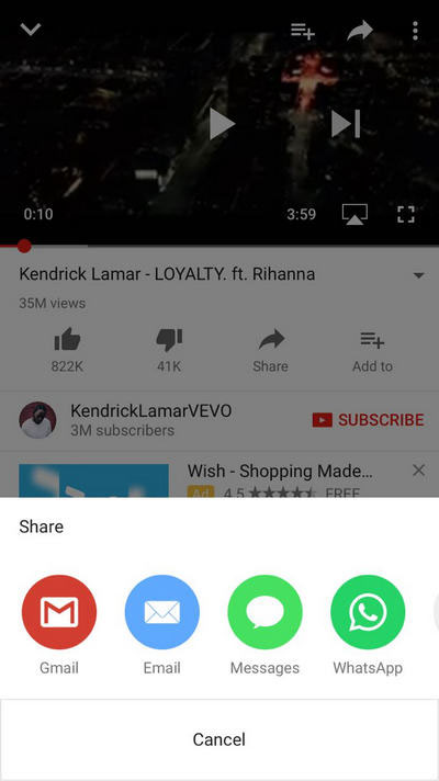 Compartir videos de YouTube en WhatsApp