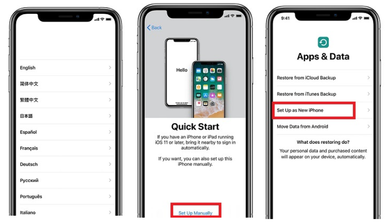 Configurar iPhone iPhone sin ID de Apple en configuración
