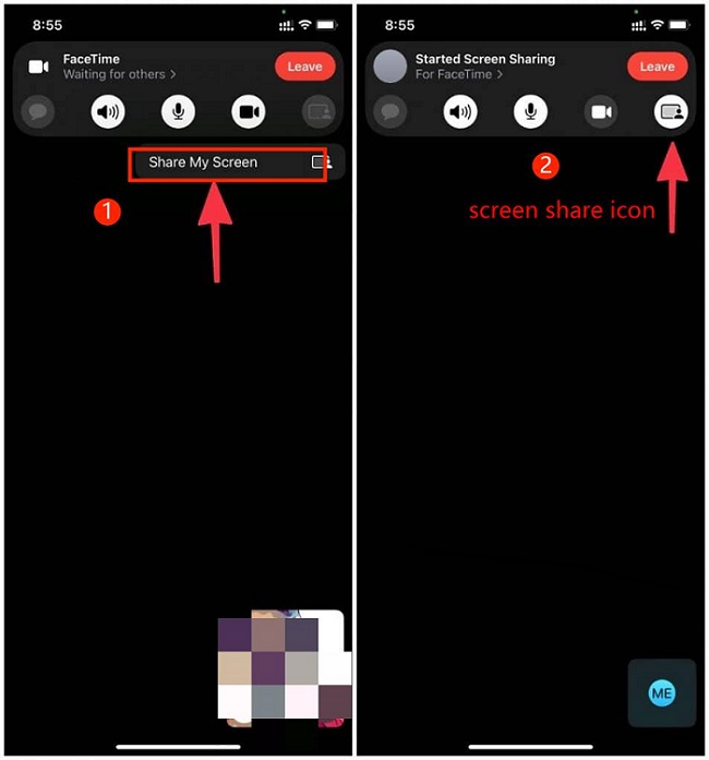 Pantalla de compartir en FaceTime Call