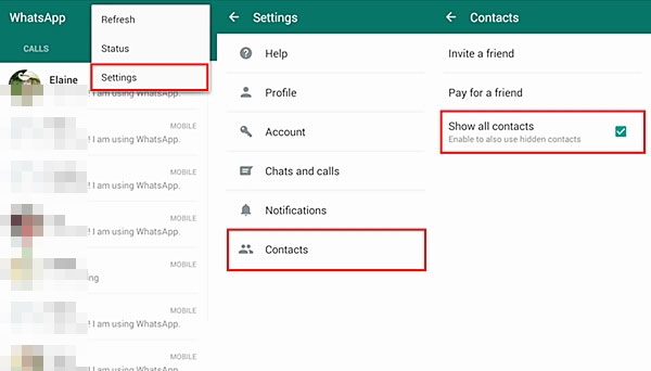 Habilitar la función de exhibición de todos los contactos de WhatsApp