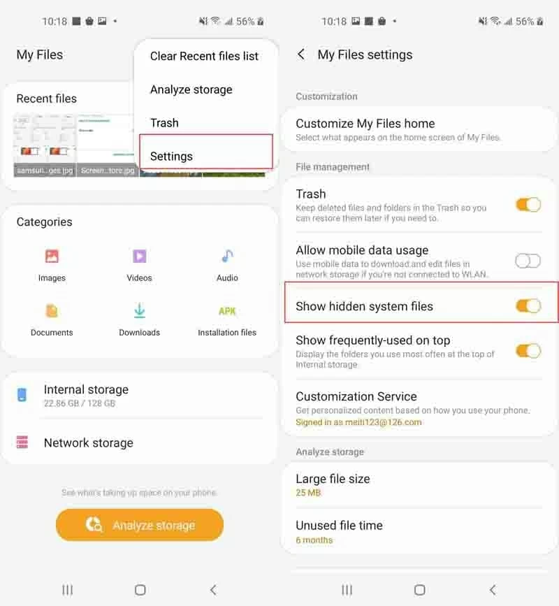 Mostrar archivos de sistema ocultos