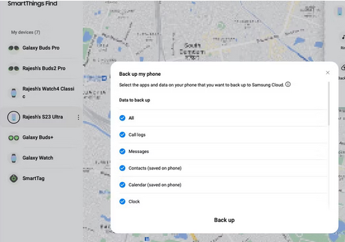 Recuperación de datos del teléfono dañado por el agua a través de SmartThings Find