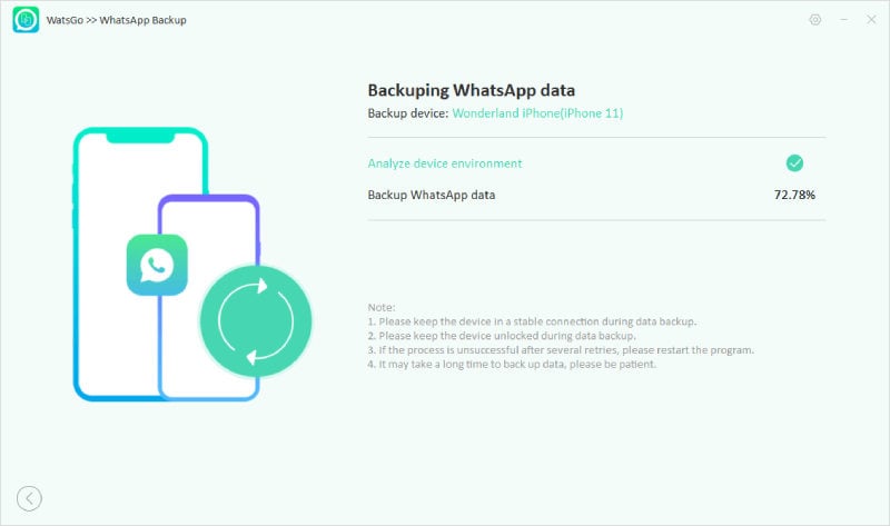 Guía Watsgo - Comience a hacer una copia de seguridad de WhatsApp iPhone 
