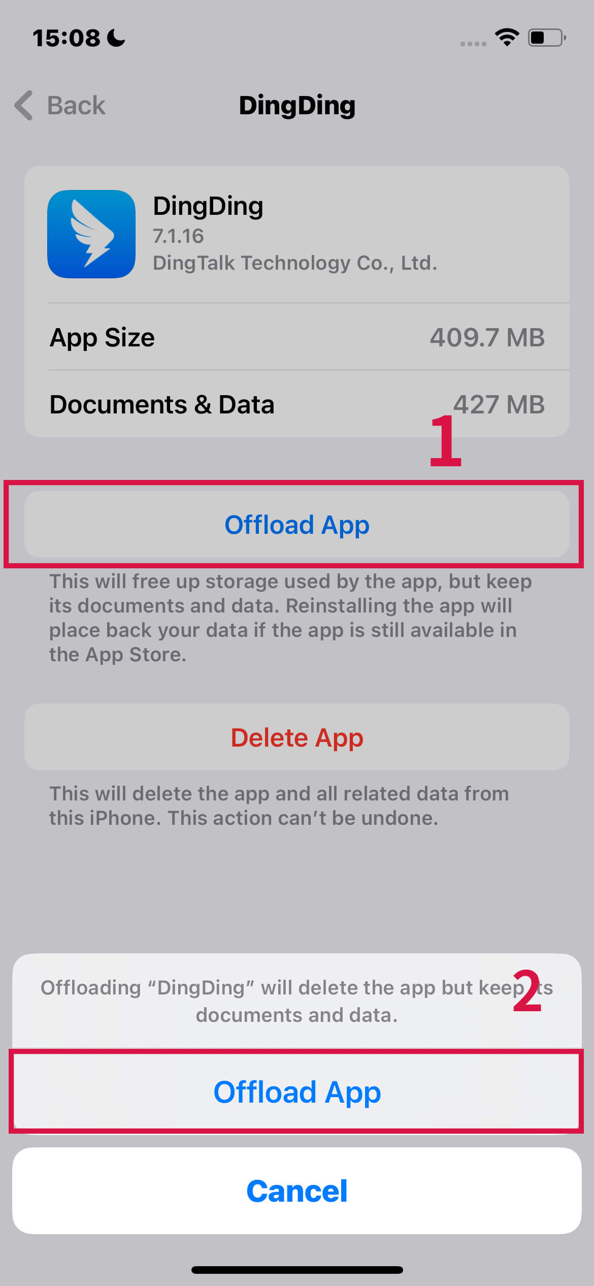 Aplicación de descarga en iPhone 