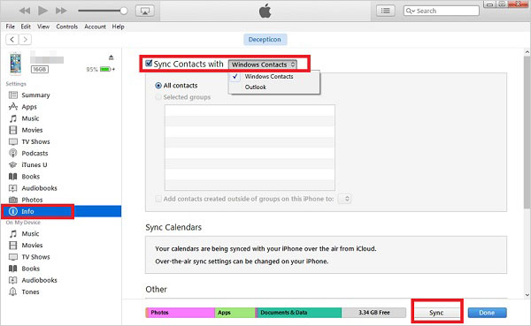 Cómo compartir todos los contactos en iPhone a través de iTunes