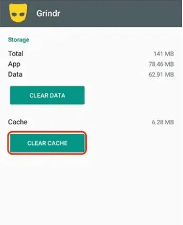 toque borrar el caché Grindr
