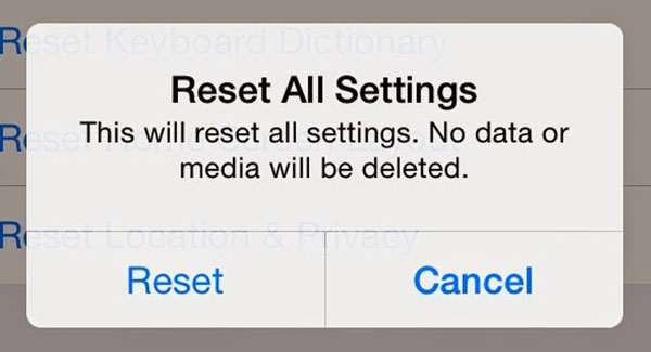 restablecer todas las configuraciones en iPhone