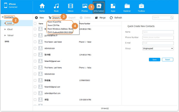 Transfiera los contactos al iPhone en formato VCF