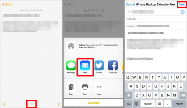 Enviar notas de iPad a computadora por correo electrónico