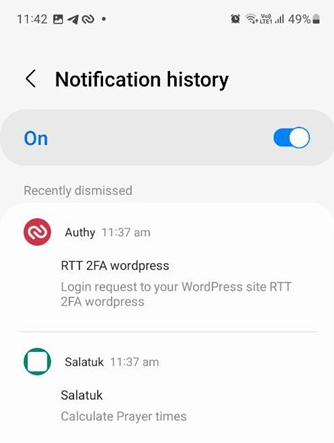 Recuperar notificaciones sobre Samsung Android a través de la notificación HISOTRY