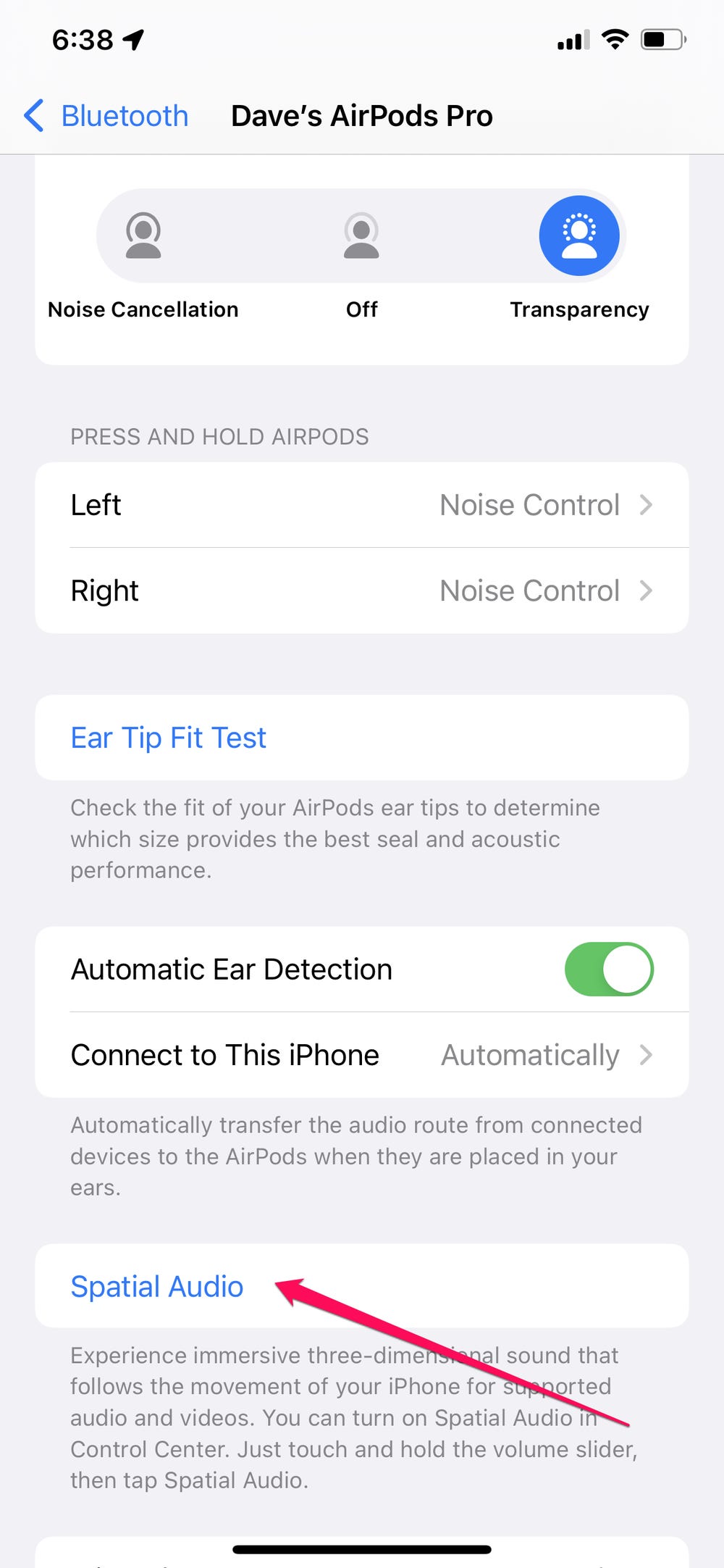 AirPods Audio espacial no disponible