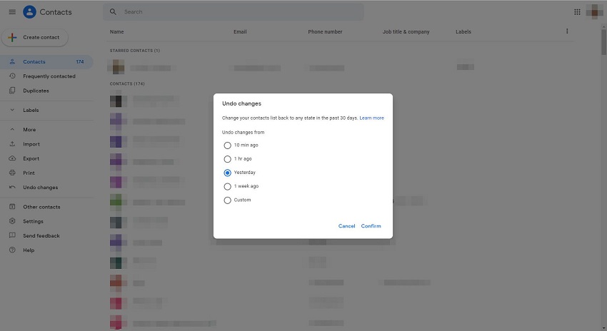 Restaurar contactos de Android de Gmail