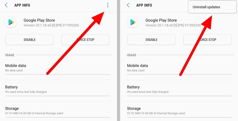 Desinstalar actualizaciones de Google Play Store