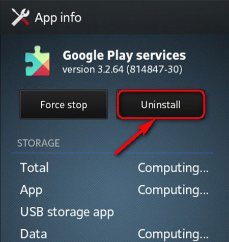 Desinstalar los servicios de Google Play