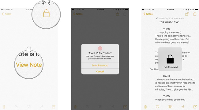 Desbloquee la nota del iPhone