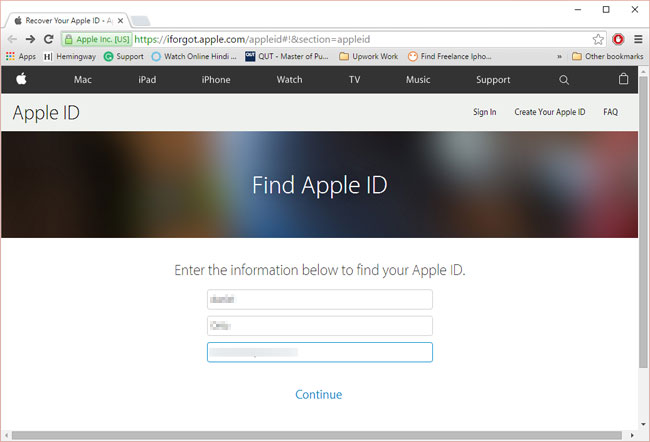 desbloquear la identificación de Apple restableciendo la contraseña