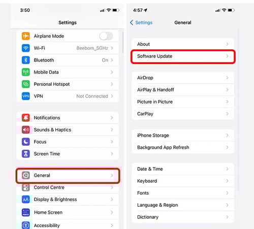 Actualizar la versión de iOS