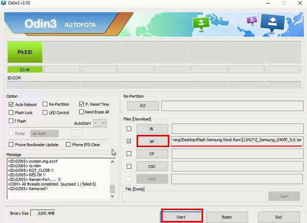 Arregle el problema de firmware de Samsung con Odin